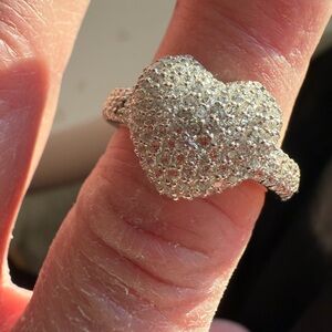 Elegant Sterling  silver cubic zirconia Heart Ring size 7